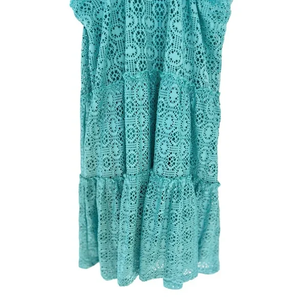 (NWOT) Cat & Jack Bathing Suit Cover Up Dress, Turquoise Lace | Girls L (10/12) - Picture 6 of 6